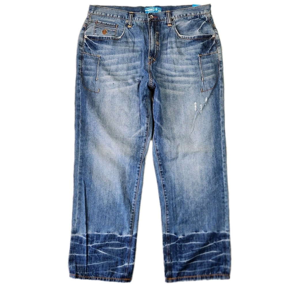 Y2k Rocawear Mens Denim Jeansโ 40 Skater Wide Leg Grunge Punk Embroidered Hiphop